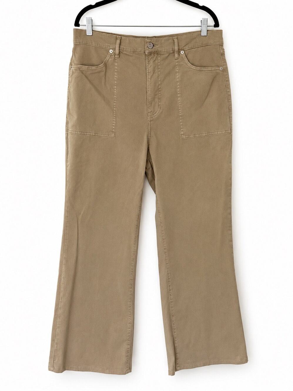 Veronica Beard Crosbie High Rise Wide Leg Jeans Khaki Tan Old Money Size 32